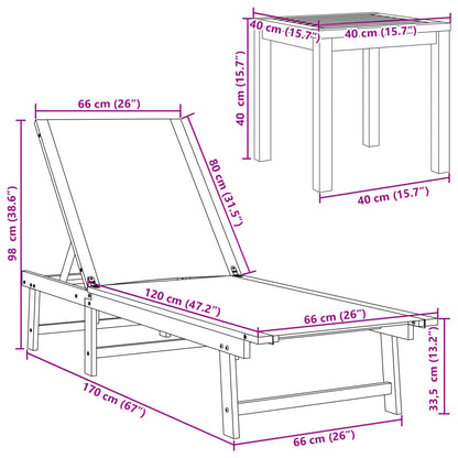 Tumbona Con Mesa Madera Maciza De Acacia Y Textileno
