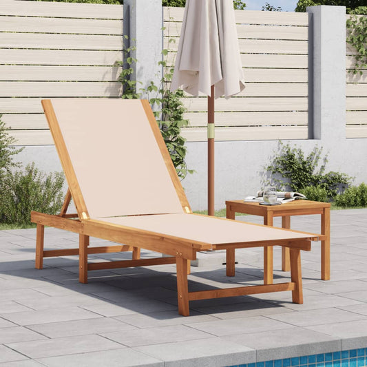 Tumbona Con Mesa Madera Maciza De Acacia Y Textileno