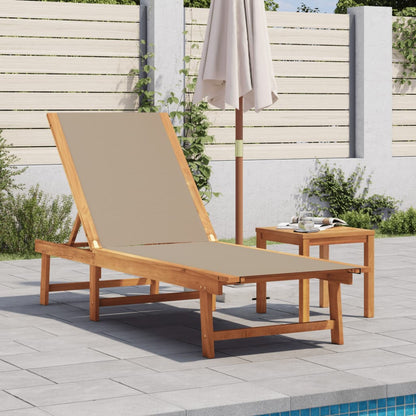 Tumbona Con Mesa Madera Maciza De Acacia Y Textileno