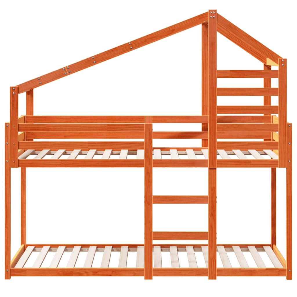 Cama Con Techo Madera Maciza Pino Marrón