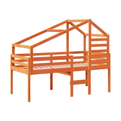 Cama Alta Con Techo Madera Maciza De Pino