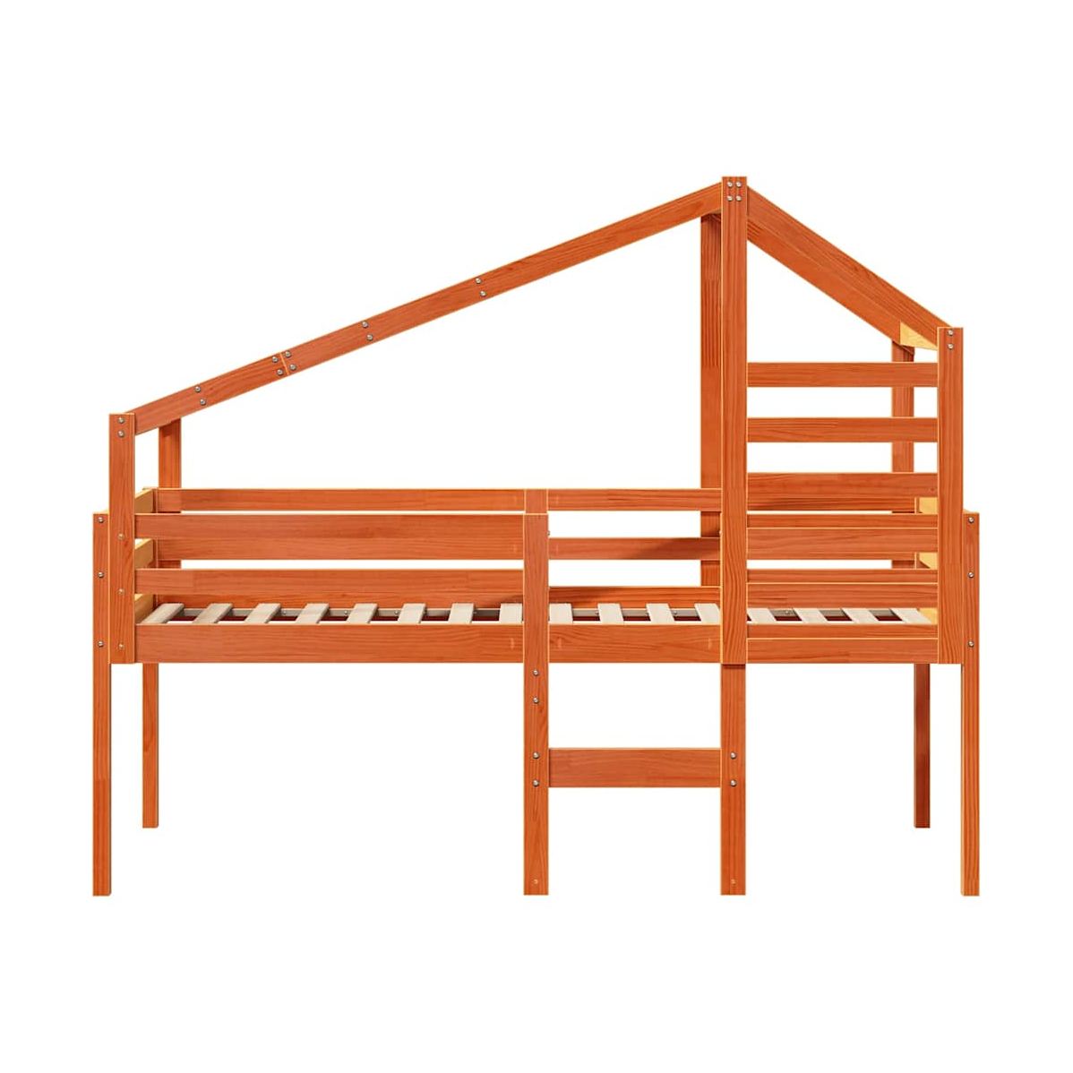 Cama Alta Con Techo Madera Maciza De Pino