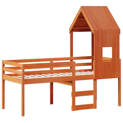 Cama Alta Con Techo Madera Maciza De Pino