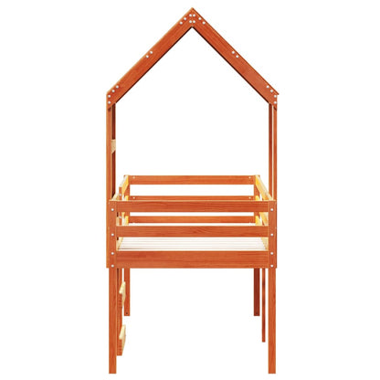 Cama Alta Con Techo Madera Maciza De Pino