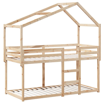 Cama Litera Con Techo Madera Maciza De Pino