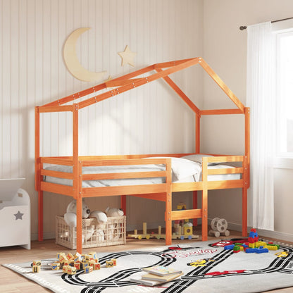 Cama Alta Con Techo Madera Maciza De Pino