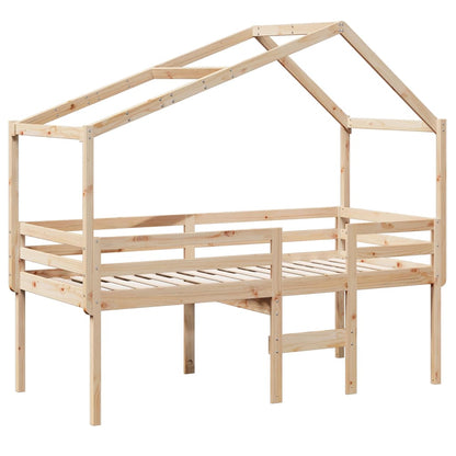 Cama Alta Con Techo Madera Maciza De Pino
