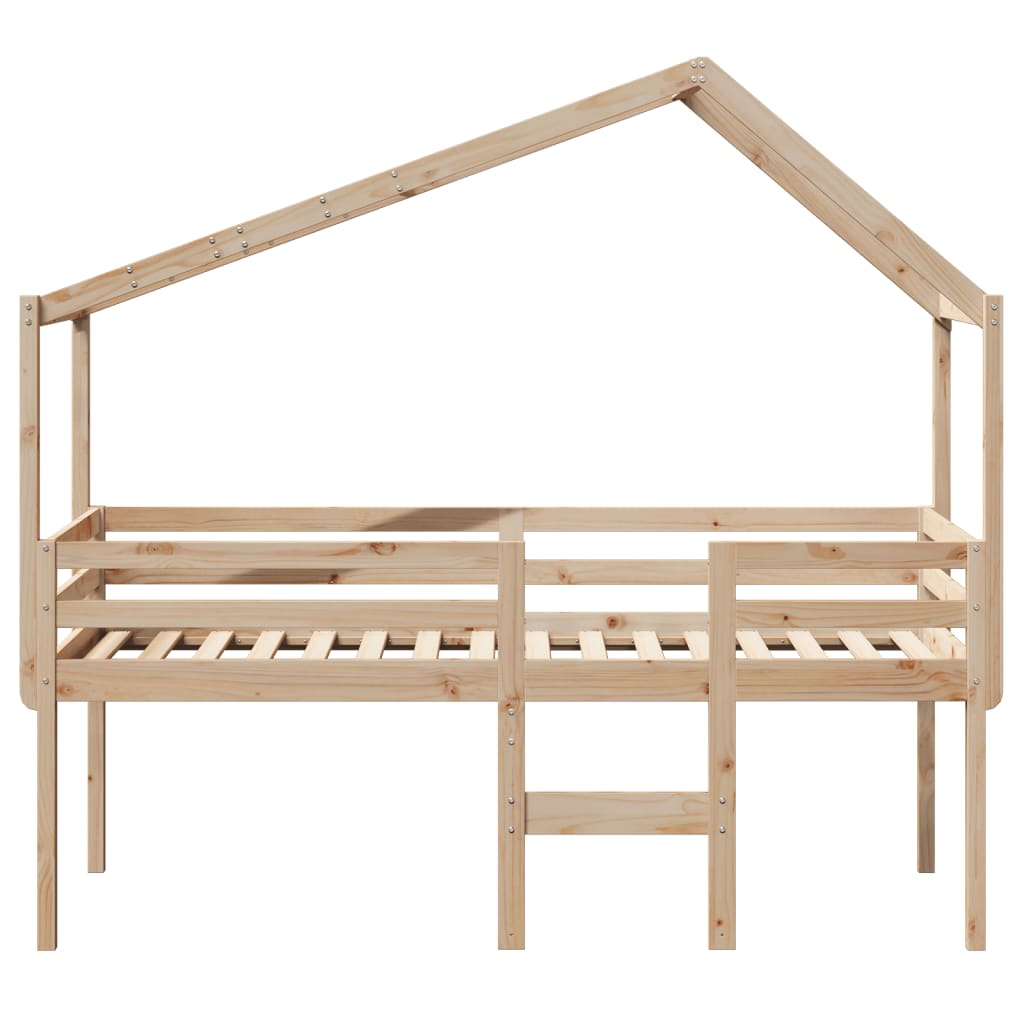Cama Alta Con Techo Madera Maciza De Pino