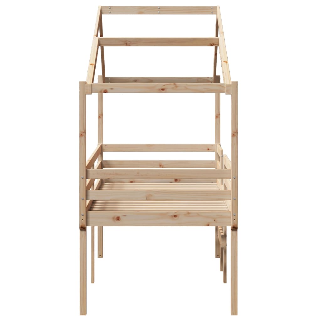 Cama Alta Con Techo Madera Maciza De Pino