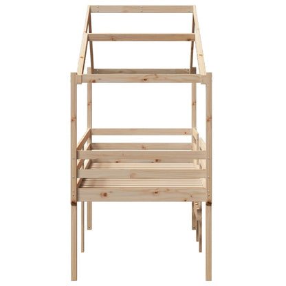 Cama Alta Con Techo Madera Maciza De Pino