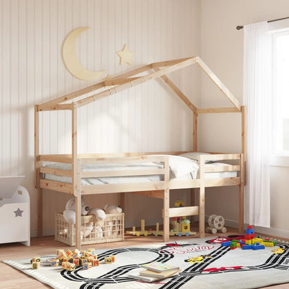Cama Alta Con Techo Madera Maciza De Pino