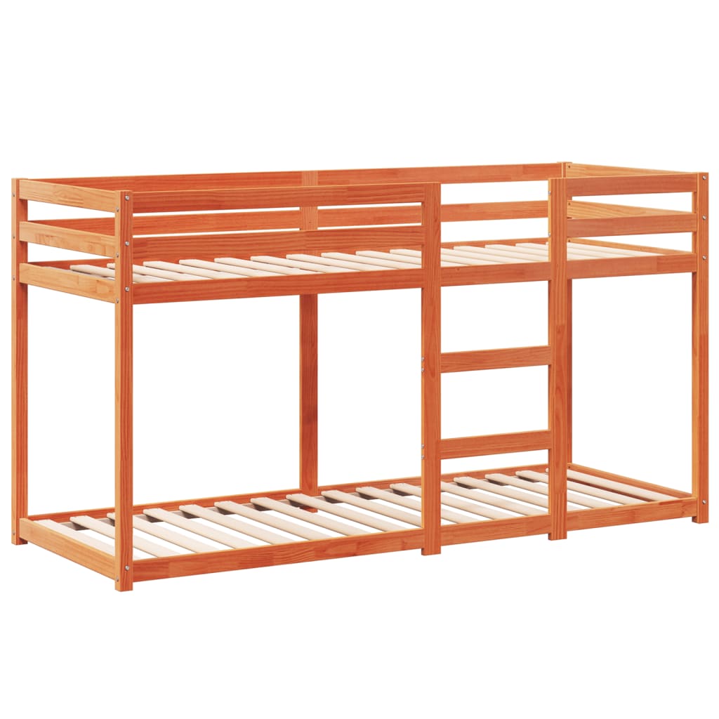Cama Litera Con Techo Madera Maciza Pino Marrón