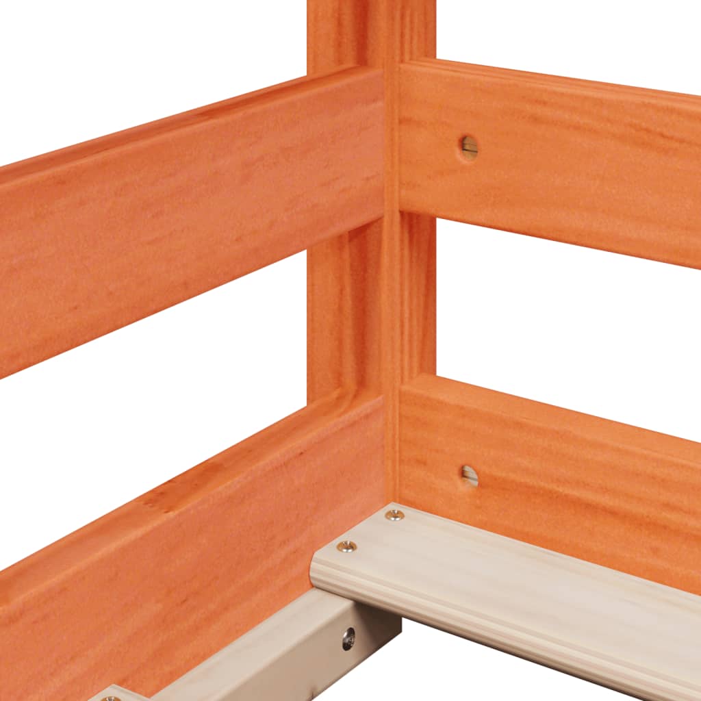 Cama Litera Con Techo Madera Maciza Pino Marrón