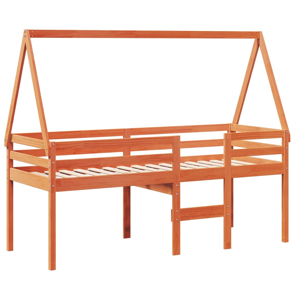 Cama Alta Con Techo Madera Maciza De Pino