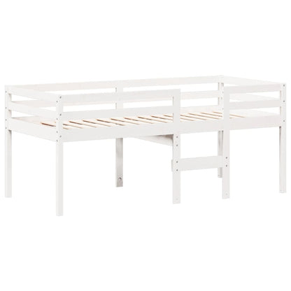 Cama Alta Con Techo Blanca Madera Maciza Pino Blanca