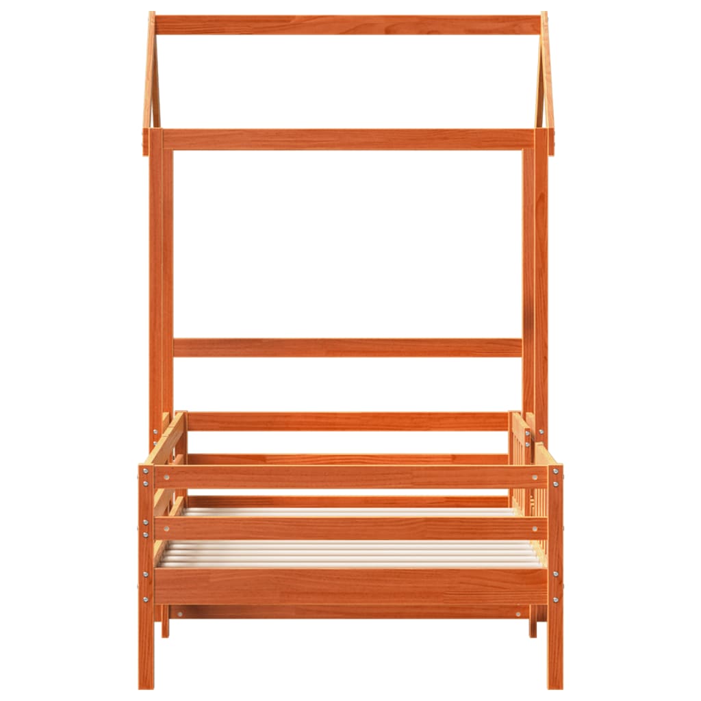 Estructura Cama Con Techo Madera Maciza Pino Marrón