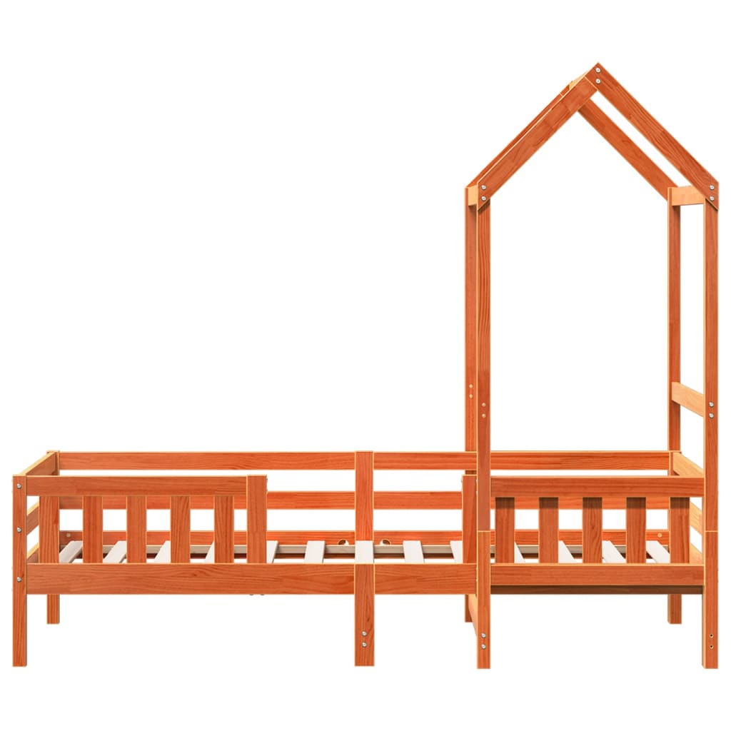 Estructura Cama Con Techo Madera Maciza Pino Marrón