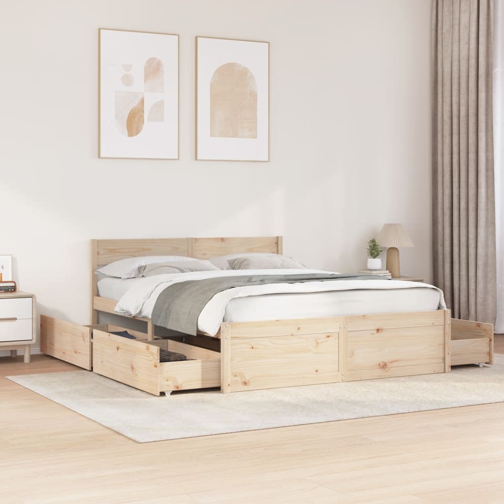 Cama Sin Colchón Madera Maciza De Pino