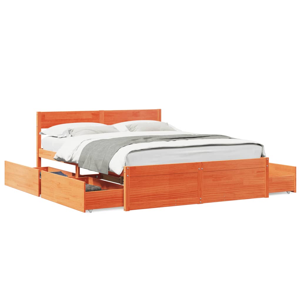 Cama Sin Colchón Madera Maciza De Pino