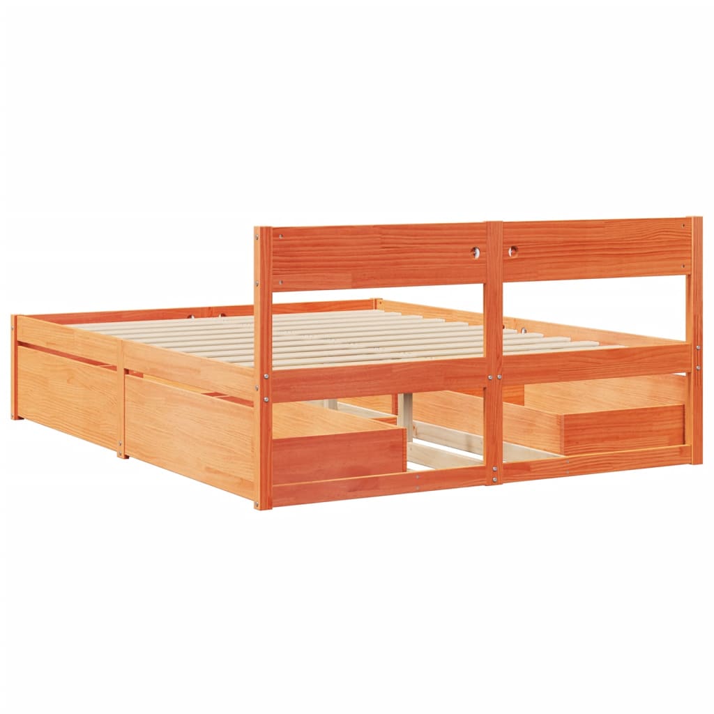 Cama Sin Colchón Madera Maciza De Pino