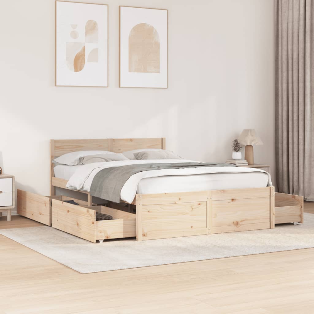 Cama Sin Colchón Madera Maciza De Pino