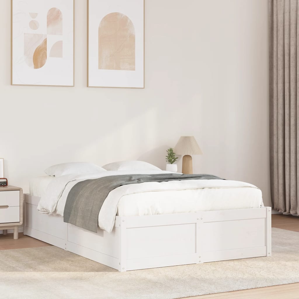 Estructura De Cama Sin Colchón Madera Maciza Marrón