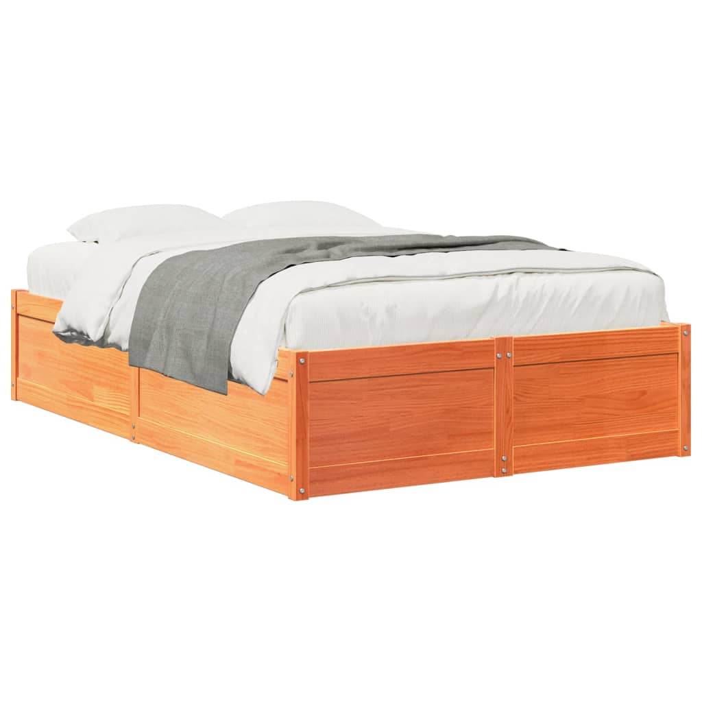 Estructura De Cama Sin Colchón Madera Maciza Marrón