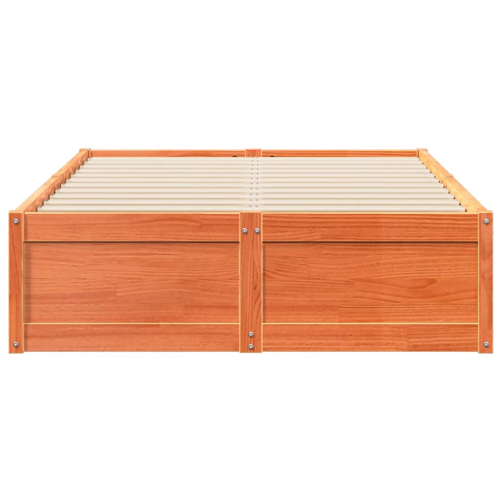 Estructura De Cama Sin Colchón Madera Maciza Marrón