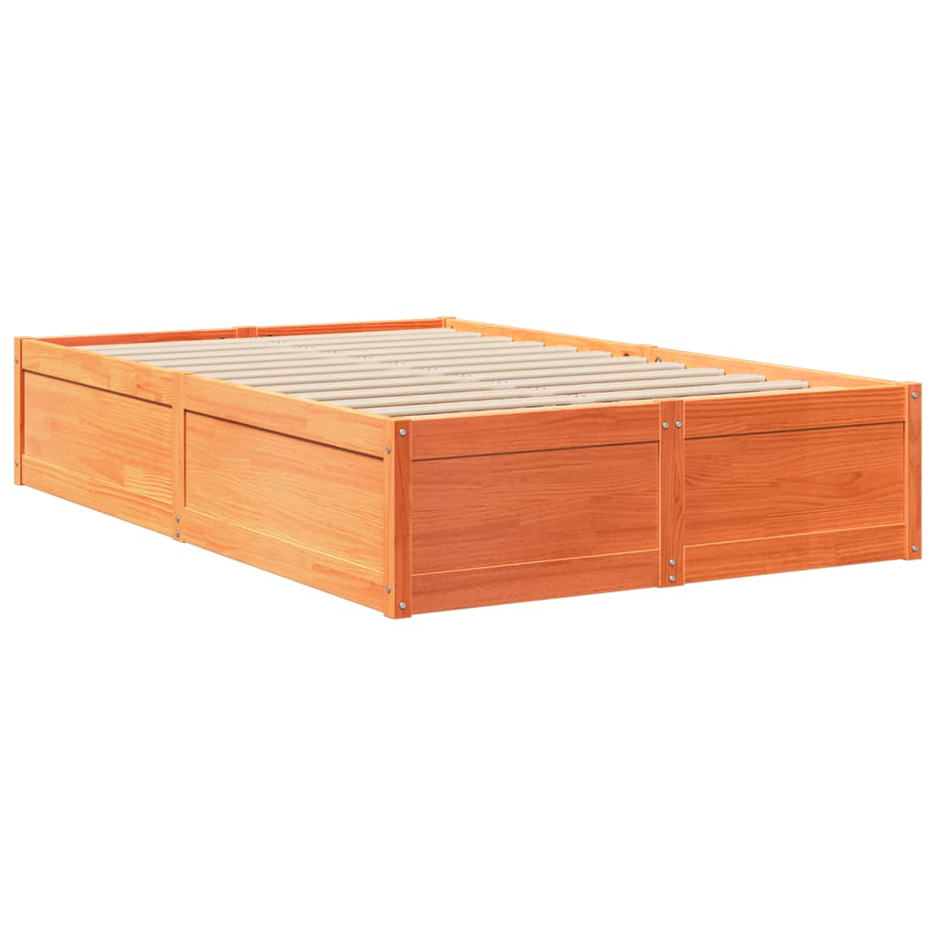 Estructura De Cama Sin Colchón Madera Maciza Marrón