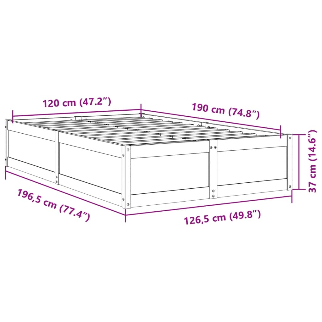 Estructura De Cama Sin Colchón Madera Maciza Marrón