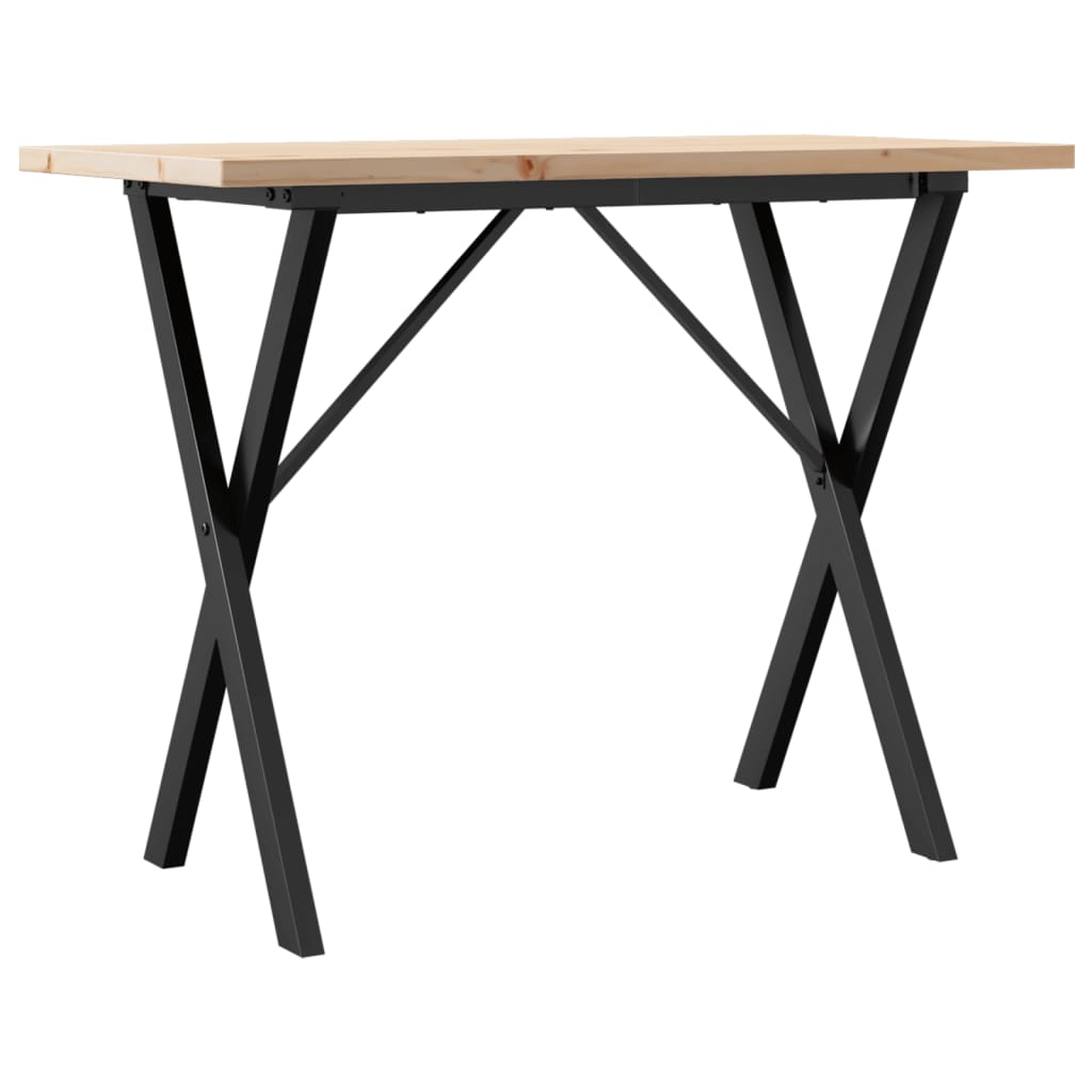 Mesa De Comedor Marco X Madera Maciza Pino Acero 100X50X75,5 Cm