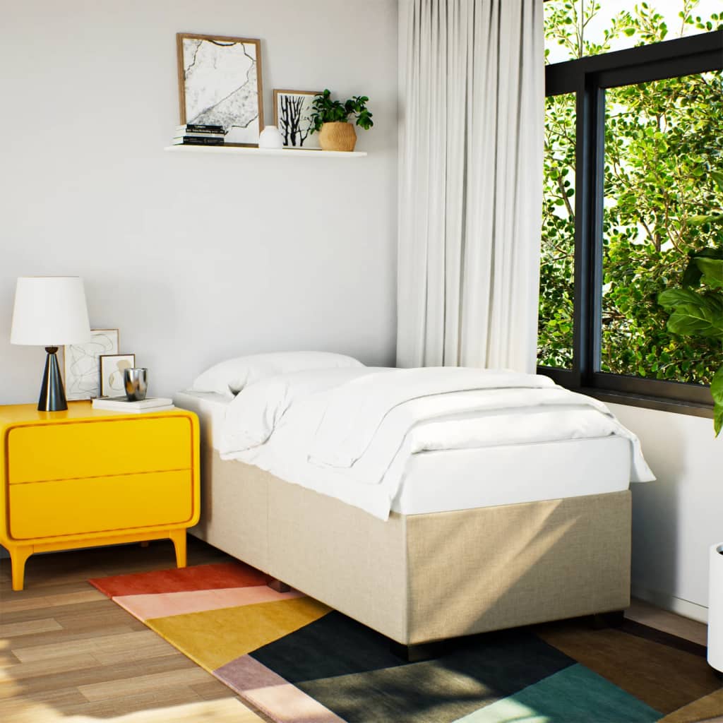 Cama Box Spring Con Colchón Tela Color