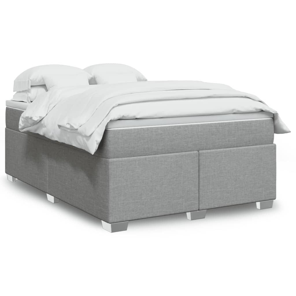 Cama Box Spring Con Colchón Tela Color