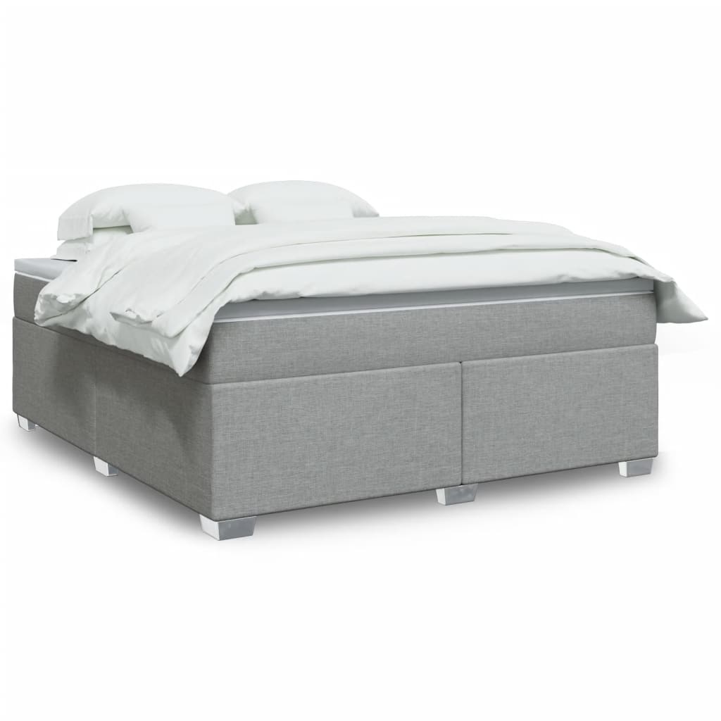 Cama Box Spring Con Colchón Tela Color