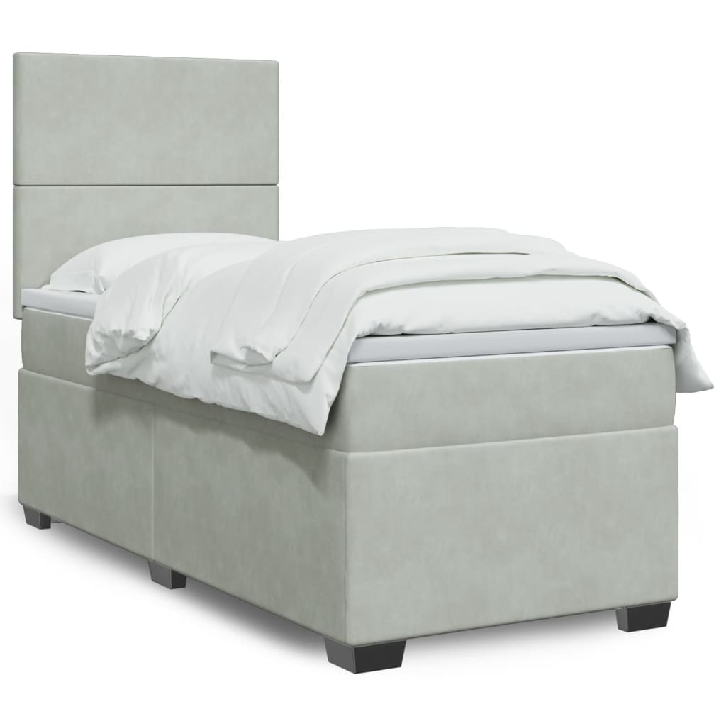 Cama Box Spring Con Colchón Terciopelo
