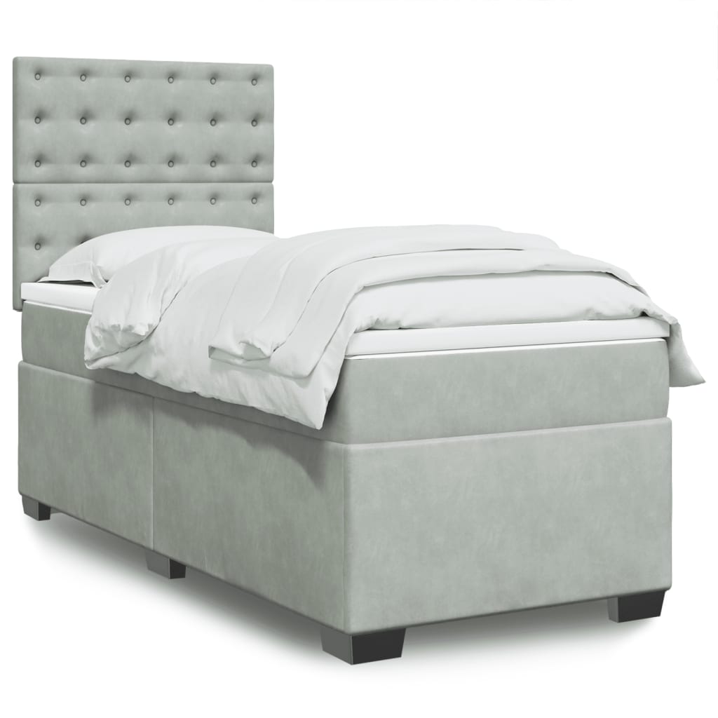 Cama Box Spring Con Colchón Terciopelo