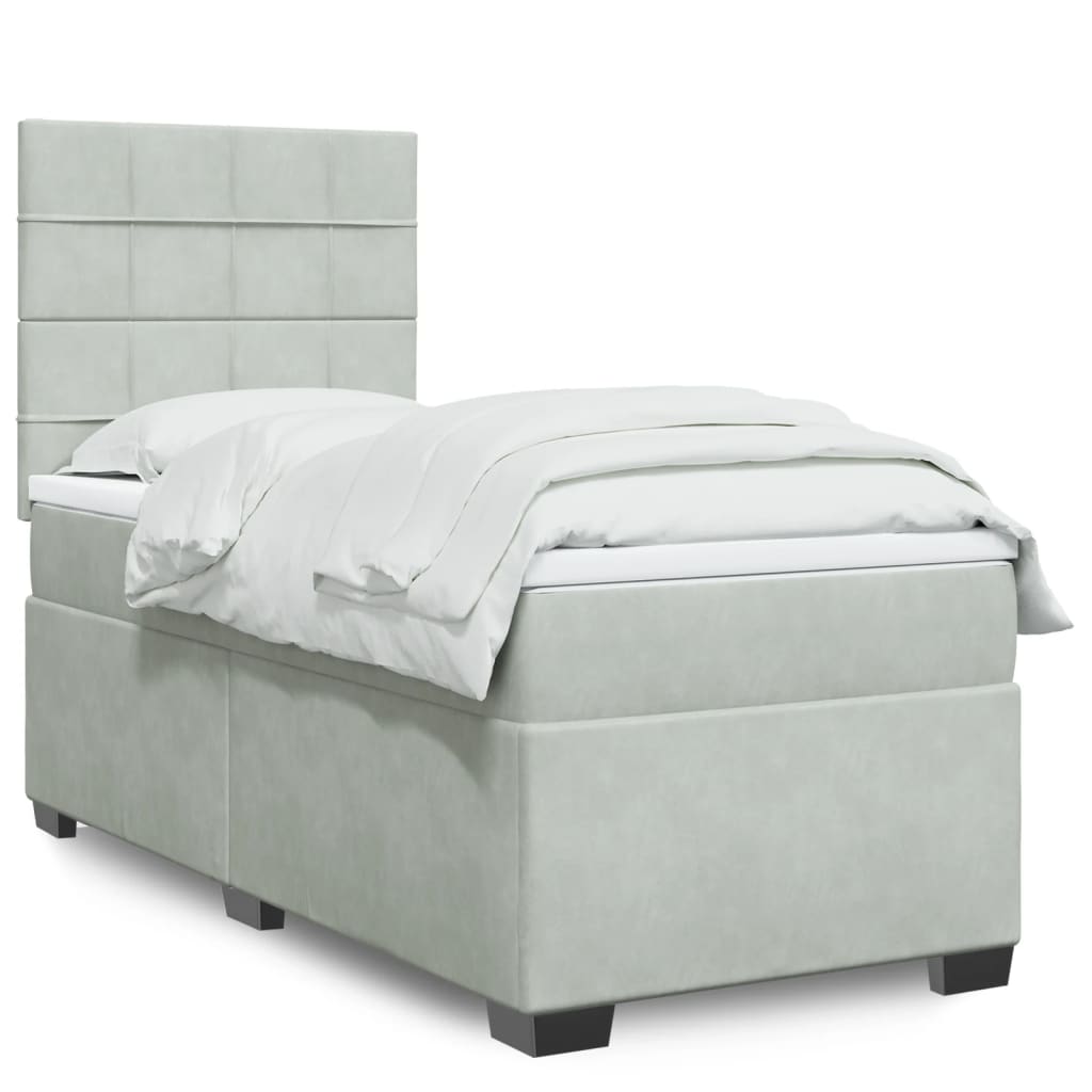 Cama Box Spring Con Colchón Terciopelo
