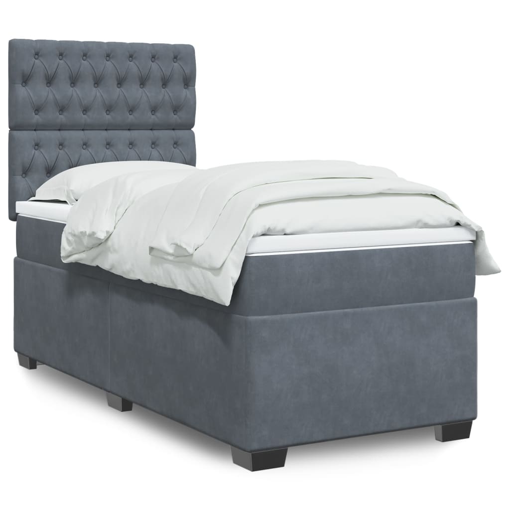 Cama Box Spring Con Colchón Terciopelo
