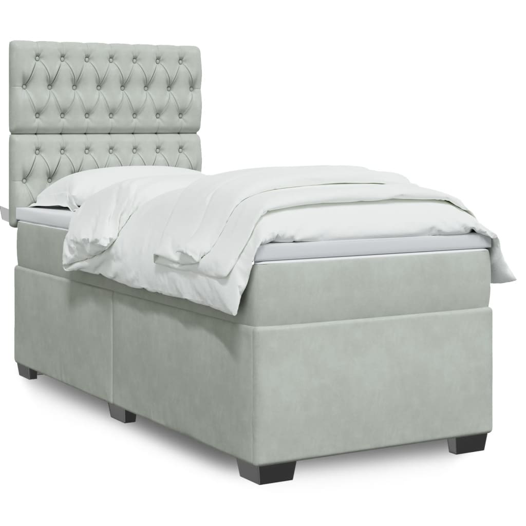 Cama Box Spring Con Colchón Terciopelo