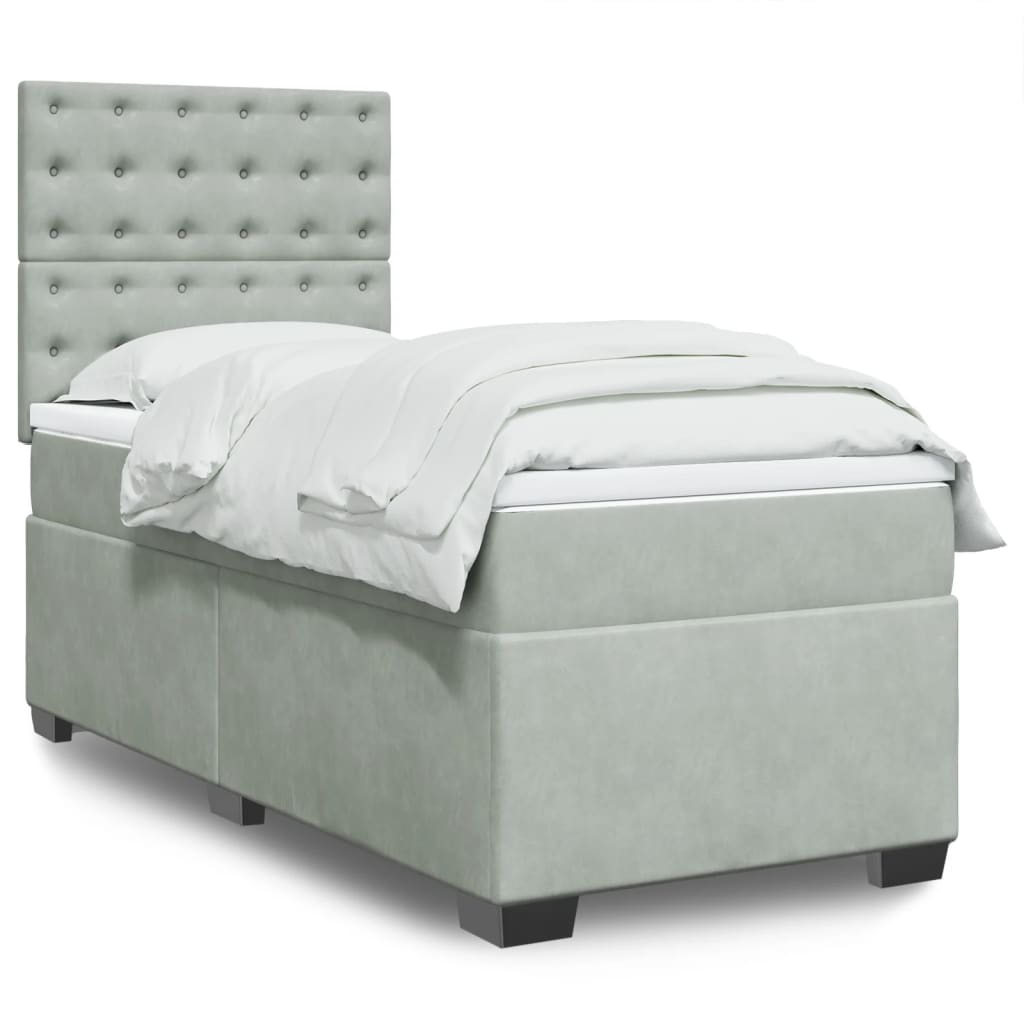 Cama Box Spring Con Colchón Terciopelo