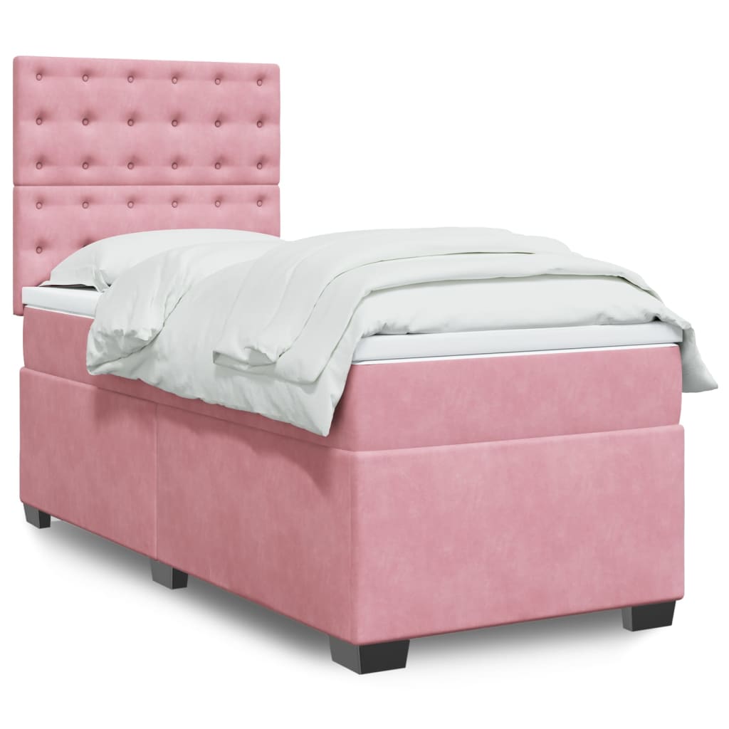 Cama Box Spring Con Colchón Terciopelo