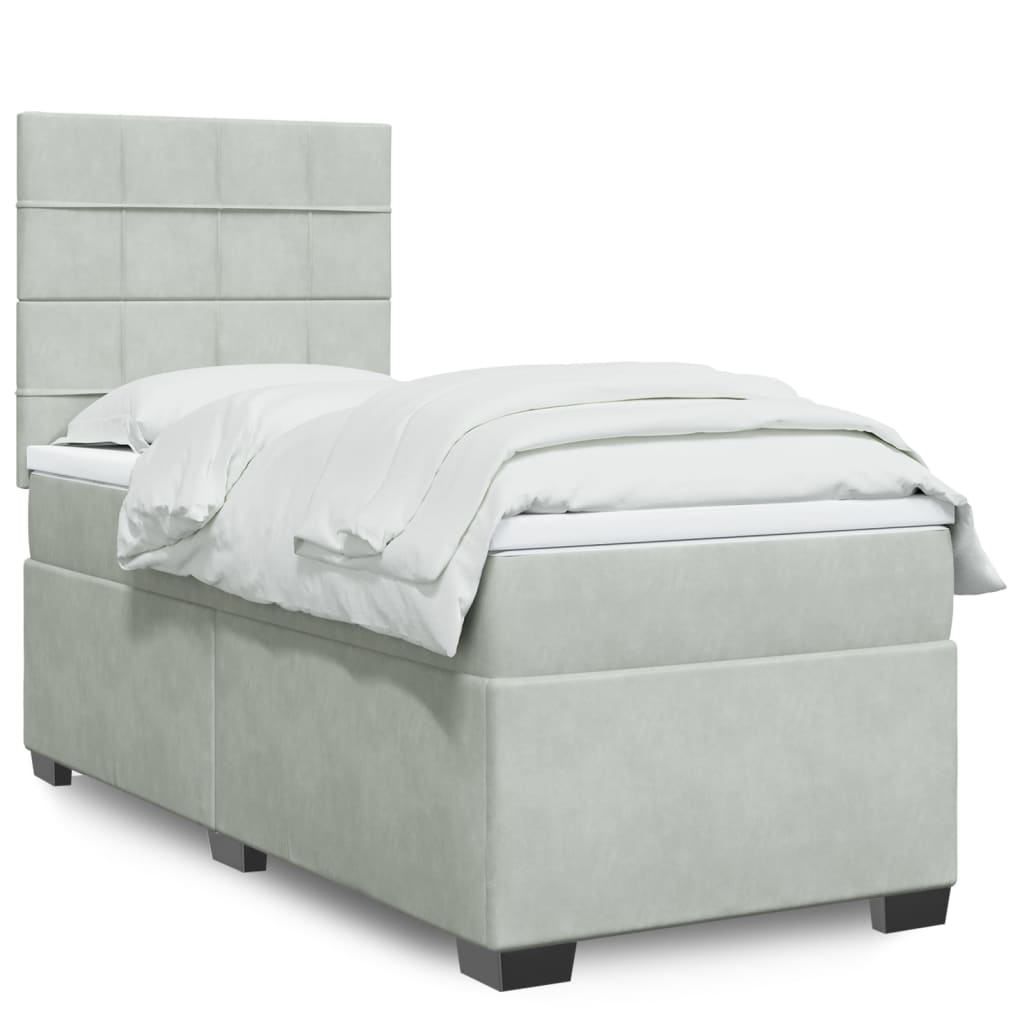 Cama Box Spring Con Colchón Terciopelo