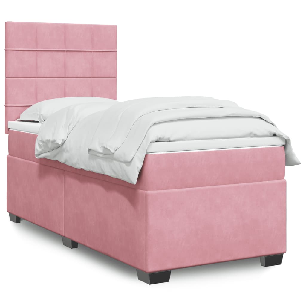 Cama Box Spring Con Colchón Terciopelo
