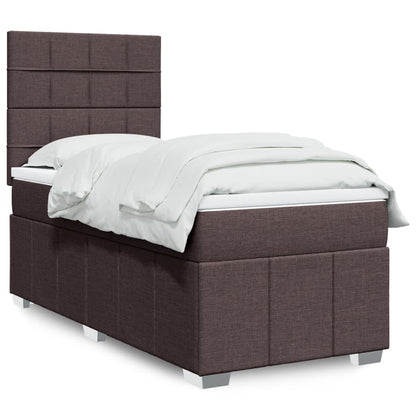Cama Box Spring Con Colchón Tela Gris Taupe