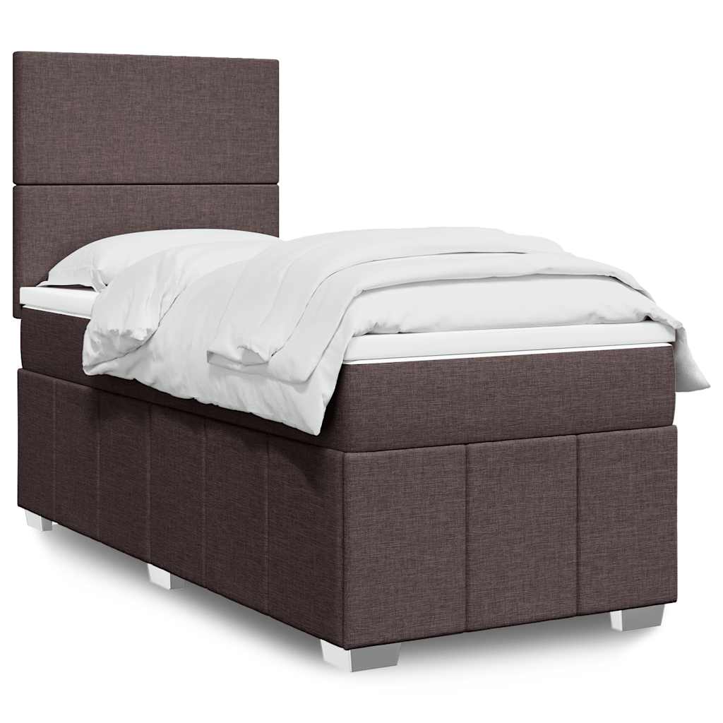 Cama Box Spring Con Colchón Tela Gris Taupe