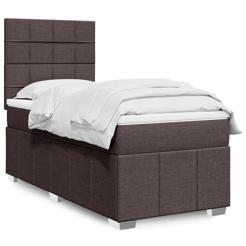 Cama Box Spring Con Colchón Tela Gris Taupe