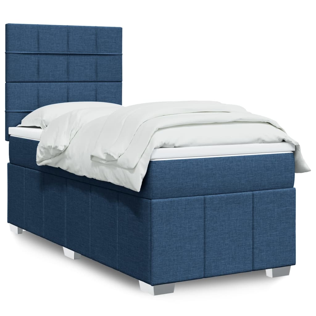 Cama Box Spring Con Colchón Tela Gris Taupe