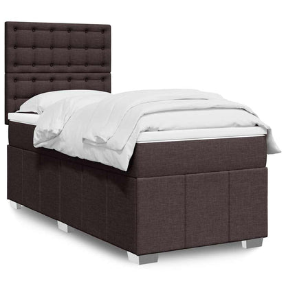 Cama Box Spring Con Colchón Tela Gris Taupe