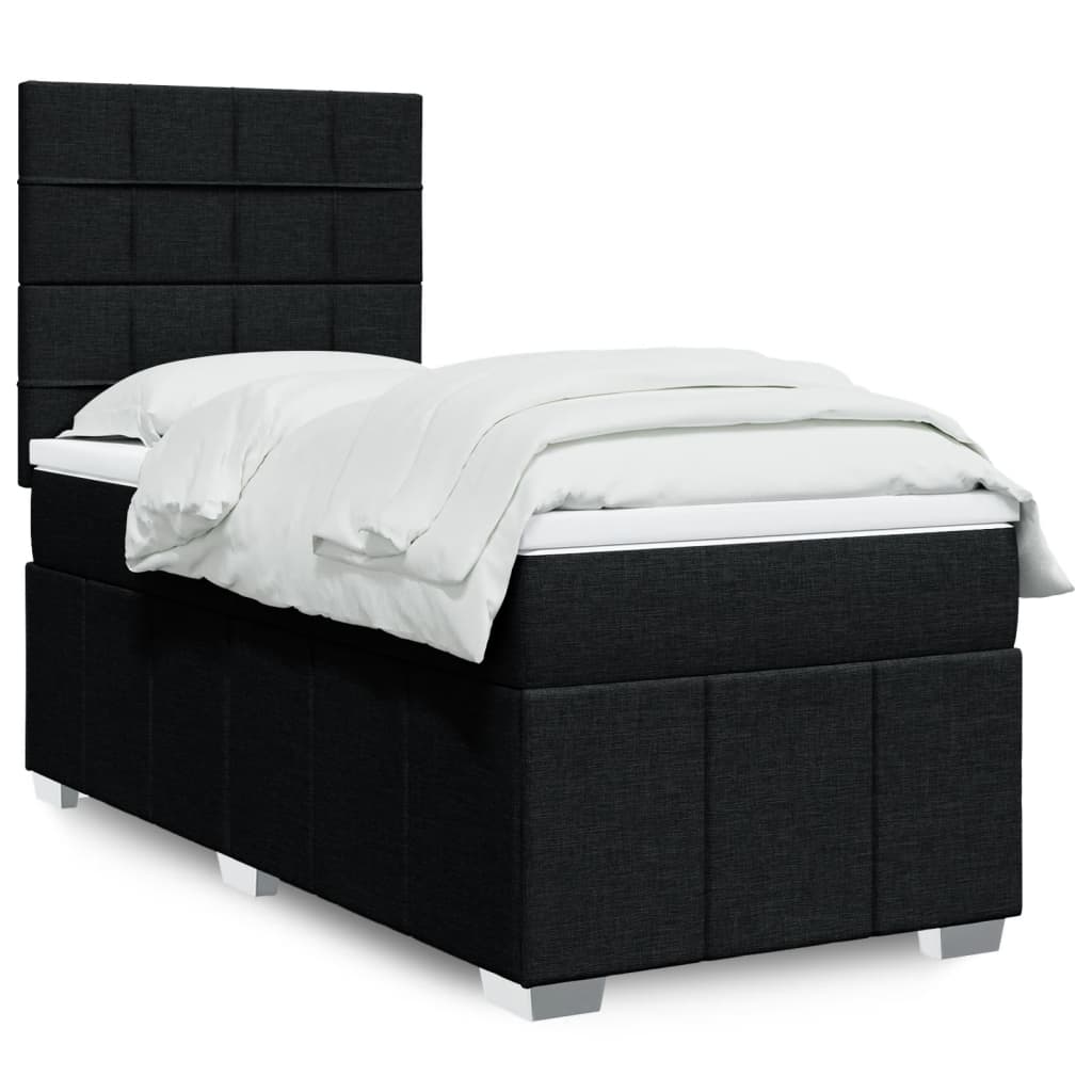 Cama Box Spring Con Colchón Tela Gris Taupe