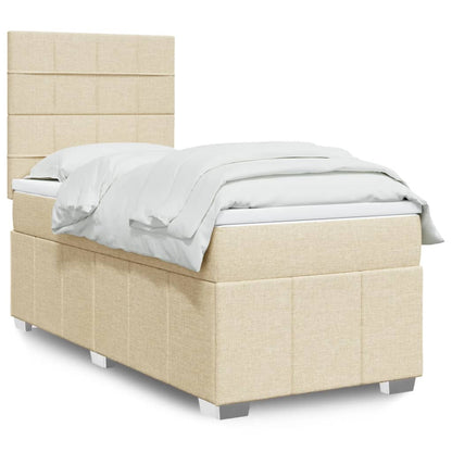 Cama Box Spring Con Colchón Tela Gris Taupe